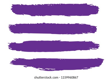 Collection of hand drawn purple grunge brushes. Vector Grunge Brushes. Dirty Artistic Design Elements. Creative Design Elements. White background. Distress Frame, Logo, Banner, Wallpaper.