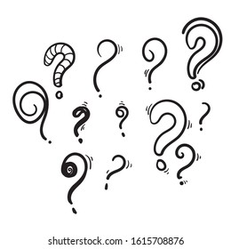collection of hand drawn question marks. doodle questions marks set. vector illustration.
