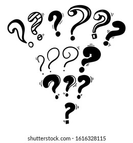 collection of hand drawn question marks. doodle questions marks set. vector illustration. isolated background