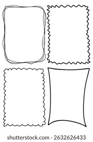 Collection of hand drawn quirky frames in black on white