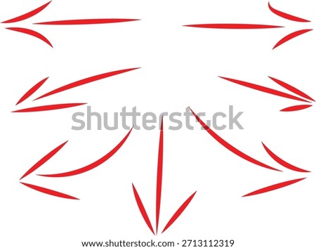 Collection of hand drawn red directional arrows pointing in various directions for navigation and emphasis.