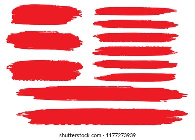 Set Red Brush Strokes Isolated On Stock Illustration 717694756 ...