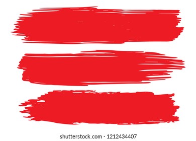 Collection of hand drawn red grunge brushes. Vector Grunge Brushes. Dirty Artistic Design Elements. Creative Design Elements. White background. Distress Frame, Logo, Banner, Wallpaper.