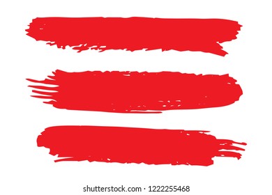 Collection of hand drawn red grunge brushes. Vector Grunge Brushes. Dirty Artistic Design Elements. Creative Design Elements. White background. Distress Frame, Logo, Banner, Wallpaper.