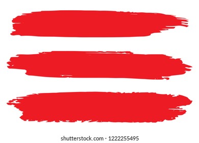 Collection of hand drawn red grunge brushes. Vector Grunge Brushes. Dirty Artistic Design Elements. Creative Design Elements. White background. Distress Frame, Logo, Banner, Wallpaper.