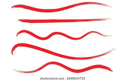 Collection of hand drawn red grunge brushes. Vector Grunge Brushes. Dirty Artistic Design Elements. Creative Design Elements. White background. Distress Frame, Logo, Banner, Wallpaper.  EPS 10 . 