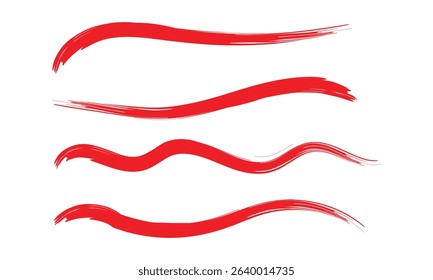 Collection of hand drawn red grunge brushes. Vector Grunge Brushes. Dirty Artistic Design Elements. Creative Design Elements. White background. Distress Frame, Logo, Banner, Wallpaper.  EPS 10 . 