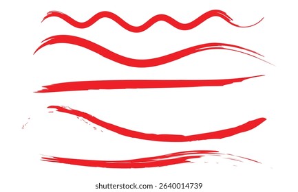 Collection of hand drawn red grunge brushes. Vector Grunge Brushes. Dirty Artistic Design Elements. Creative Design Elements. White background. Distress Frame, Logo, Banner, Wallpaper.  EPS 10 . 