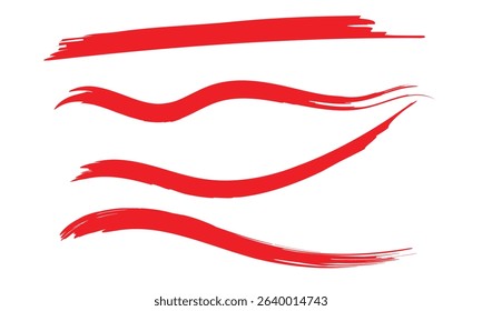 Collection of hand drawn red grunge brushes. Vector Grunge Brushes. Dirty Artistic Design Elements. Creative Design Elements. White background. Distress Frame, Logo, Banner, Wallpaper.  EPS 10 . 