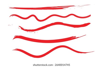 Collection of hand drawn red grunge brushes. Vector Grunge Brushes. Dirty Artistic Design Elements. Creative Design Elements. White background. Distress Frame, Logo, Banner, Wallpaper.  EPS 10 . 