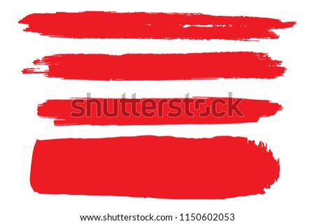 Collection of hand drawn red grunge brushes. Vector Grunge Brushes. Dirty Artistic Design Elements. Creative Design Elements. White background. Distress Frame, Logo, Banner, Wallpaper.