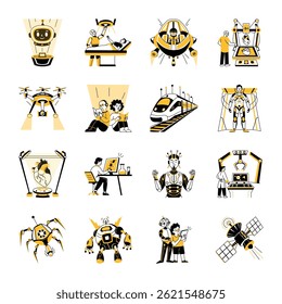 Collection of Hand Drawn Robotics Illustrations 
