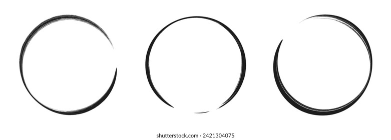 Collection hand drawn round shape. Sketch of circular doodles with a marker. Set of circular frames. Vector illustration on a isolation white background.