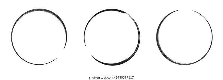Collection hand drawn round shape. Sketch of circular doodles with a marker. Set of circular frames. Vector illustration on a isolation white background.