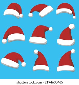Collection of hand drawn santa claus caps