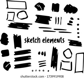 Collection of hand drawn sketch elements. Vector design.