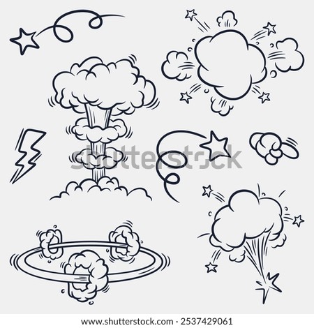 
collection of hand drawn smoke cloud effects