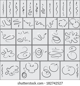 Collection of the hand drawn snake arrows on the gray buttons