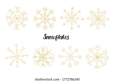 colección de copos de nieve dibujados a mano