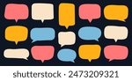 Collection of hand drawn speech bubbles. Vector blank empty speak bubble, chatting or message box set.