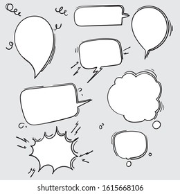 collection of Hand drawn speech bubbles set. Doodle element. Vector illustration. isolated