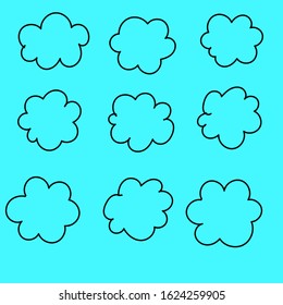 Collection of hand drawn speech bubbles and dialog balloons.