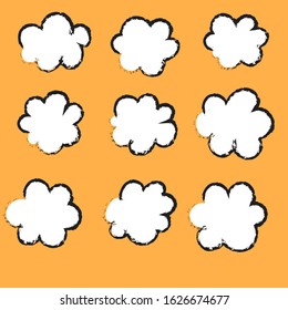 Collection of hand drawn speech bubbles and dialog balloons.