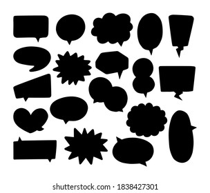 Collection Hand Drawn Speech Bubbles Silhouette Stock Vector (Royalty ...