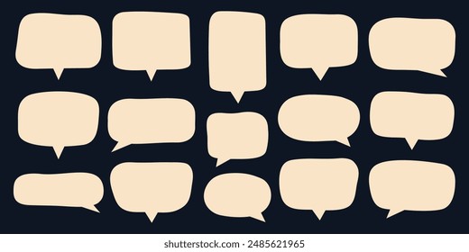 Collection of hand drawn speech bubbles. Vector blank empty speak bubble, chatting or message box set.