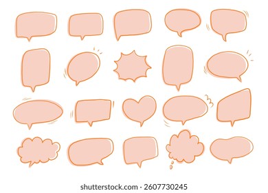 Collection of hand drawn speech bubbles. Speech balloon, frames, fluffy, ornaments, curves