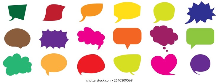 Collection of hand drawn speech bubbles. Vector blank empty speak bubble, chatting or message box set. 