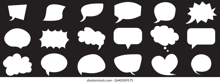 Collection of hand drawn speech bubbles. Vector blank empty speak bubble, chatting or message box set. 