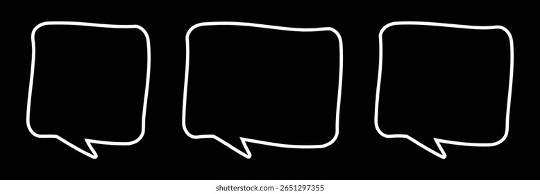 Collection of hand drawn speech bubbles. Vector blank empty speak bubble, chatting or message box set.