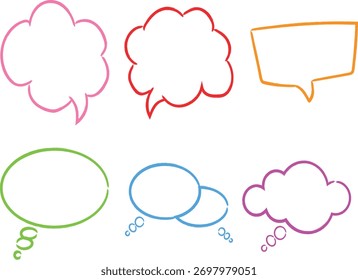  Collection of hand drawn speech bubbles and thought balloons in doodle style