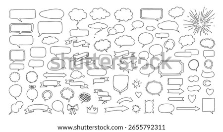 Collection of hand drawn speech bubbles and thought clouds for creative communication designs