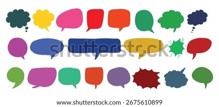 Collection of hand drawn speech bubbles. Vector blank empty speak bubble, chatting or message box set