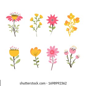 Collection of hand drawn spring flowers
