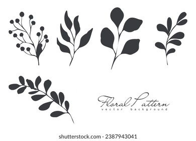 Colección de plantas y flores de primavera dibujadas a mano. Ilustraciones vectoriales monocromáticas en estilo de esbozo.	
