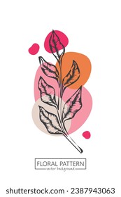 Colección de plantas y flores de primavera dibujadas a mano. Ilustraciones vectoriales monocromáticas en estilo de esbozo.	
