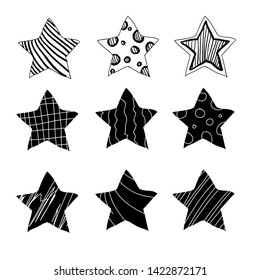 	
collection of hand drawn stars in doodle style. Could be used for pattern or standalone element. vector