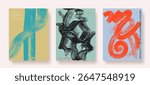 Collection of hand drawn style wall posters, interior posters. Set of colored dry brush stroke print framed painting. Paint bold brush strokes, thick grunge lines. Grunge vector marker, paint texture.