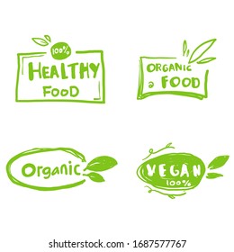 collection of hand drawn symbol element for Vegan,organic