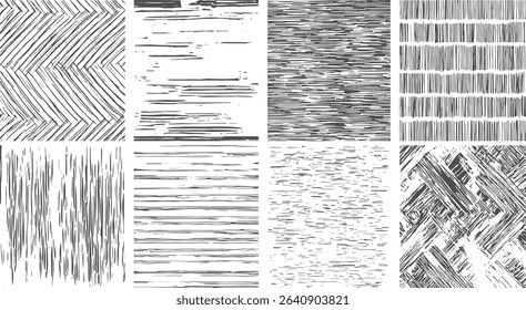Collection of hand drawn textures and patterns for backgrounds or decorative elements in various design projects