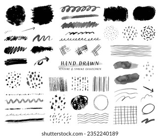 Collection of hand drawn textures and strokes.