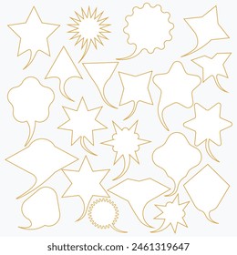Colección de burbujas de pensamiento y discurso dibujado a mano con mensaje de amor, saludos y anuncio de venta. Globo cómico estilo Doodle, nube, Elementos de diseño en forma de corazón. Vector aislado.