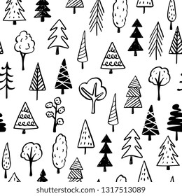Collection of hand drawn trees illustrations - doodles. Can be used to illustrate any nature or healthy lifestyle topic.