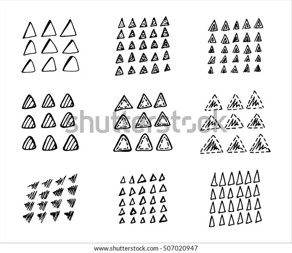 Collection Hand Drawn Triangles Set Black Stock Vector Royalty Free 507020947 Shutterstock 1053