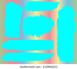 Collection of hand drawn turquoise grunge brushes. Vector Grunge Brushes. Dirty Artistic Design Elements. Creative Design Elements. Rainbow background. Distress Frame, Logo, Banner, Wallpaper.