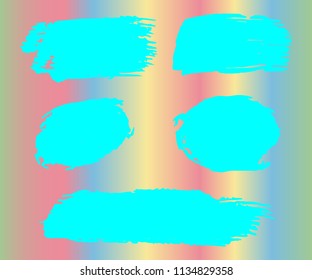 Collection of hand drawn turquoise grunge brushes. Vector Grunge Brushes. Dirty Artistic Design Elements. Creative Design Elements. Rainbow background. Distress Frame, Logo, Banner, Wallpaper.