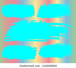 Collection of hand drawn turquoise grunge brushes. Vector Grunge Brushes. Dirty Artistic Design Elements. Creative Design Elements. Rainbow background. Distress Frame, Logo, Banner, Wallpaper.